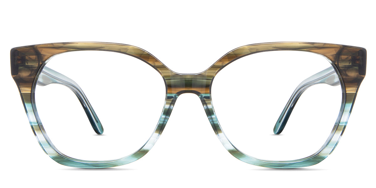 Josie eyeglasses in the olive variant - it's a full-rimmed frame in color gradient green.