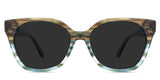 Josie Gray Polarized in the Olive variant - it's a full-rimmed frame with a U-shaped nose bridge and broad temples.