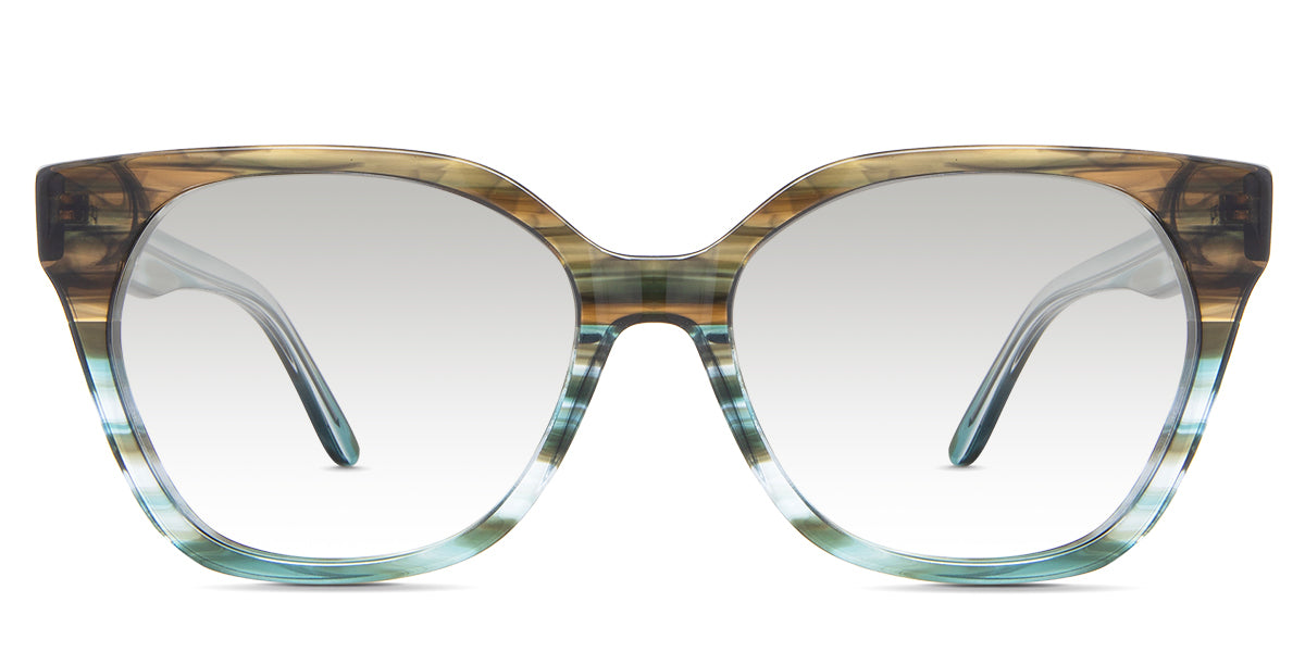 Josie Black TInted Gradient in the Olive variant - it's a full-rimmed frame with a U-shaped nose bridge and broad temples.