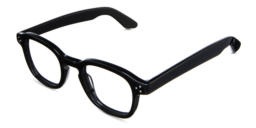 Jovi Eyeglasses in the midnight variant - have a key-hole-shaped nose bridge.