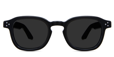 Jovi black tinted Standard Solid sunglasses in midnight variant - is an oval frame with a high nose bridge and a built-in nose pad.