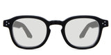Jovi black tinted Standard Solid glasses in midnight variant - is an oval frame with a high nose bridge and a built-in nose pad.
