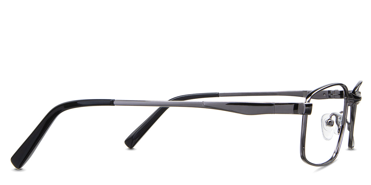 Juan eyeglasses in the silver variant - have acetate tips and a metal arm.