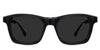 Kace black tinted Standard Solid sunglasses in midnight variant - is an acetate frame with U-shaped nose bridge and medium thick temple arms. 