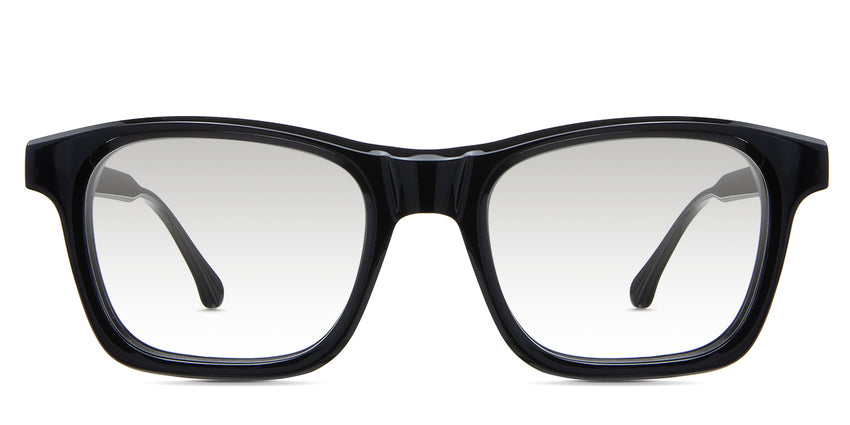 Kace bblack tinted Gradient glasses in midnight variant - is an acetate frame with U-shaped nose bridge and medium thick temple arms.