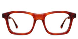 Kace Eyeglasses in sinopia variant - it has a medium high nose bridge. 