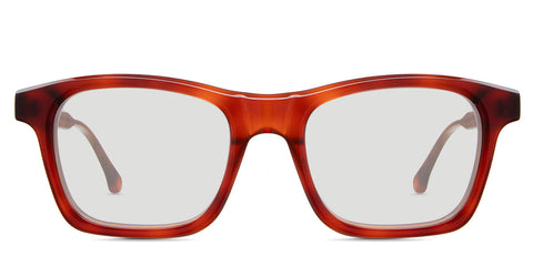 Kace black tinted Standard Solid glasses in sinopia variant - is a transparent frame with a medium high nose bridge and 153mm temple arms. 