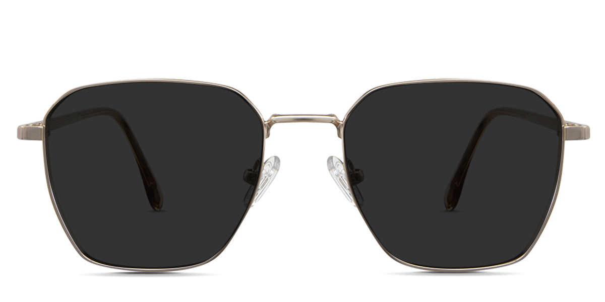 Kairo black tinted Standard Solid sunglasses in the halcyon variant - is a full-rimmed metal frame with a stripe pattern on the outer rim and adjustable nose pads.