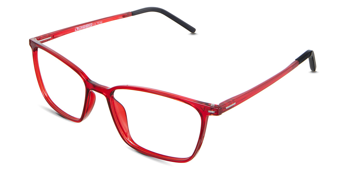 Kash Eyeglasses in the firebrick - are narrow-sized frames with a U-shaped nose bridge.