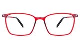 Kash Eyeglasses in firebrick - are rectangular frames in red.