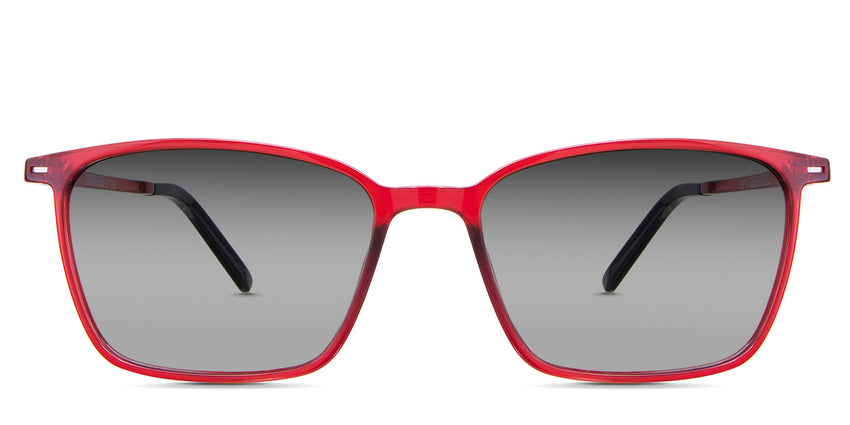 Kash black tinted Gradient sunglasses in Firebrick - it's a thin, full-rimmed frame. Have narrow built-in nose pads.