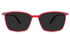 Kash black tinted Standard Solid sunglasses in Firebrick - are rectangular frames in red. Narrow-sized frames with a U-shaped nose bridge.