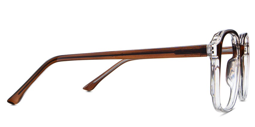 Kata Eyeglasses in the felis variant - have a slim temple with name and size imprints inside the arm.