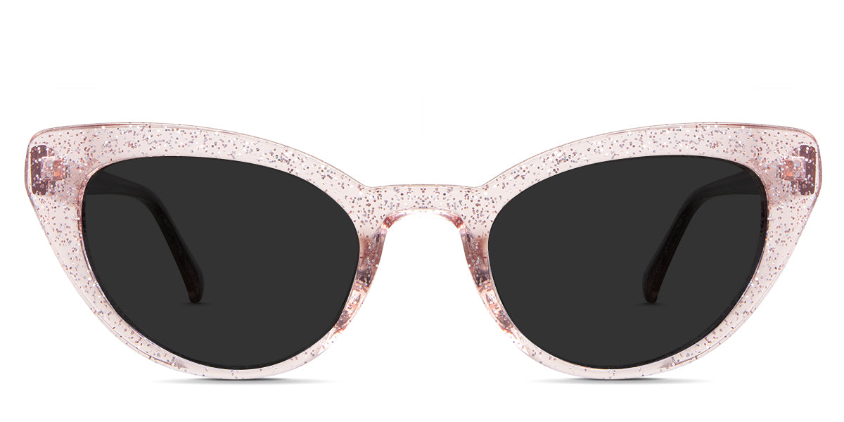 Katos gray Polarized in the Pink variant - it's a transparent frame with a high nose bridge and a regular thick temple. 