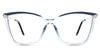 Khloe eyeglasses in the savoy variant - it's a cat-eye shape frame with a decorative hinge connected to the end piece.