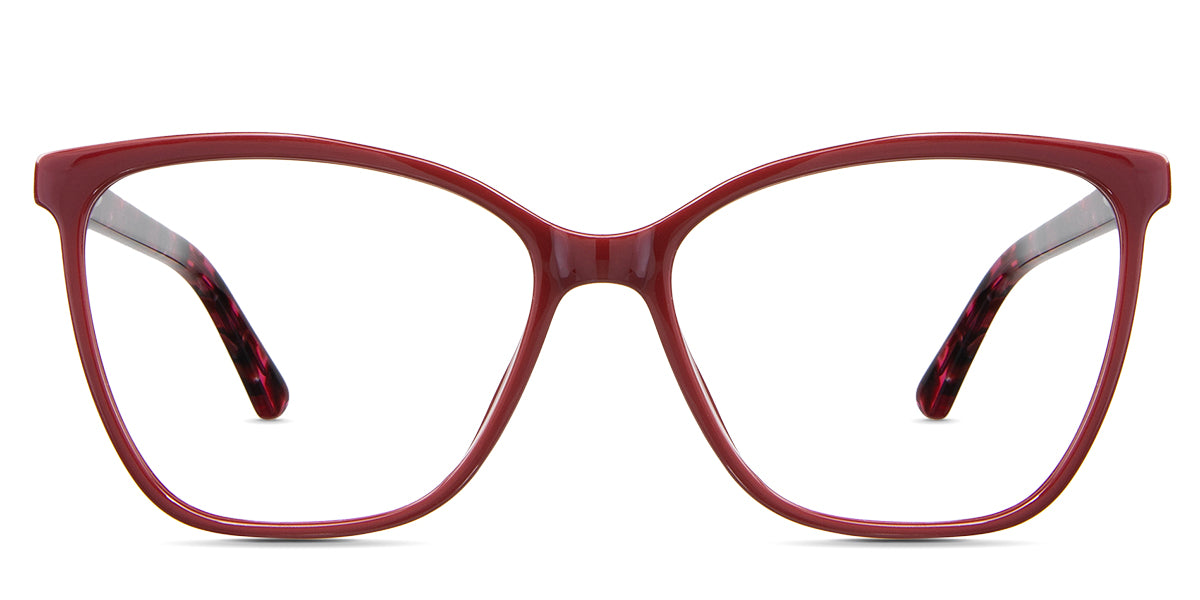 Kimberly eyeglasses in the burgundy variant - it's a medium cat-eye shape frame in color deep reddish-brown.