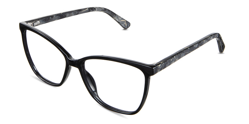 Kimberly eyeglasses in the midnight variant - have a U-shaped nose bridge.