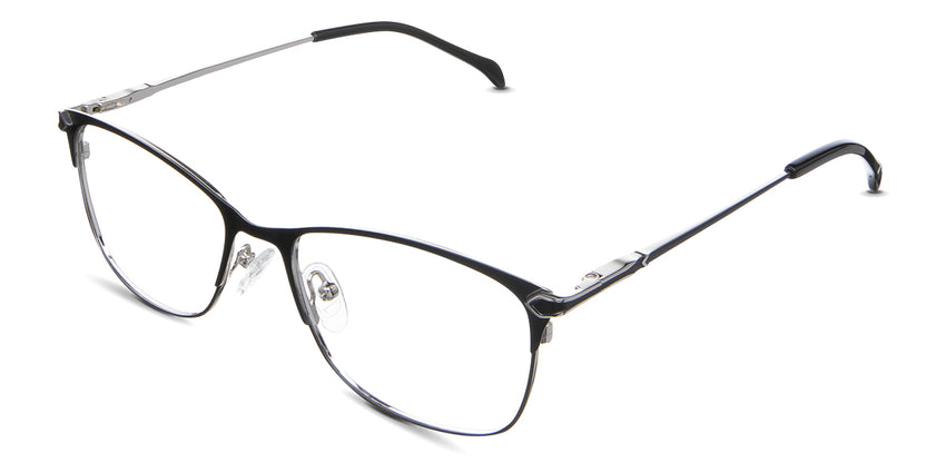 Kira Eyeglasses in the beluga variant - have a narrow U-shaped nose bridge.