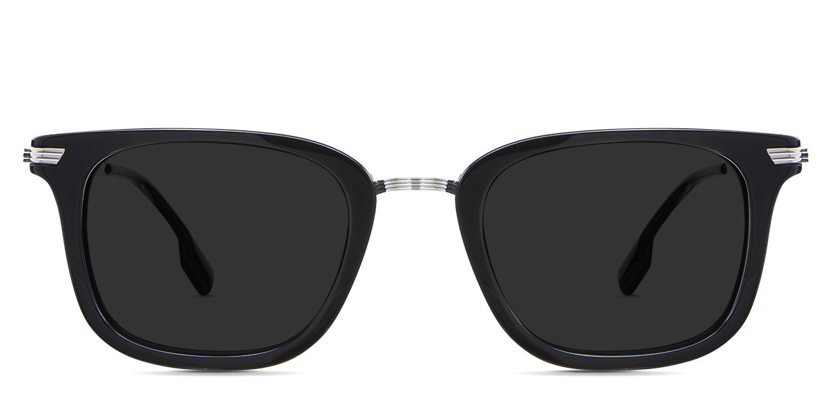 Koa Black Sunglasses Standard Solid in the knox variant - it's a full-rimmed frame with a metal nose bridge, metal arm, and tortoise acetate tips.
