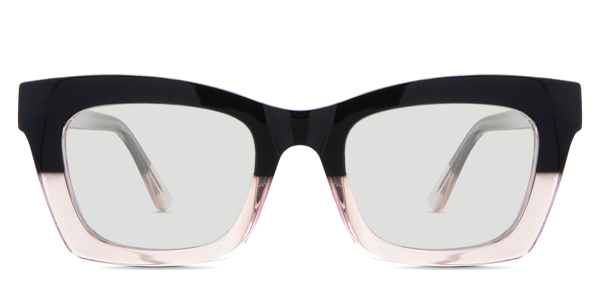 Lana Black tinted glasses Standard Solid in the coralsand variant - it's an acetate frame with a high nose bridge and a broad temple arm and temple tips.