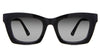 Lana Black Sunglasses Gradient in the midnight variant - is a rectangular, square frame with a U-shaped nose bridge and a company and frame information inprints inside the arm.