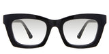 Lana Black tinted glasses Gradient in the midnight variant - is a rectangular, square frame with a U-shaped nose bridge and a company and frame information inprints inside the arm.