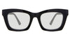 Lana Black tinted glasses Standard Solid in the midnight variant - is a rectangular, square frame with a U-shaped nose bridge and a company and frame information inprints inside the arm.