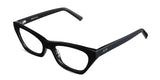 Leda women's eyewear in the midnight variant - is a black frame design with a built-in nose bridge.