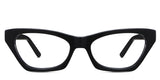 Leda acetate frame in the midnight variant - is a cat-eye shape frame that fits medium to wide face shape.