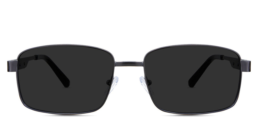 Leo Gray Polarized in the Gun variant - it's a metal frame with a narrow-width nose bridge and slim metal and acetate temples.