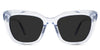 Lesa Gray Polarized in the aoki variant - is a medium-sized cat-eye transparent frame with built-in nose pads and a visible wire core with HIP embossed in the arm.