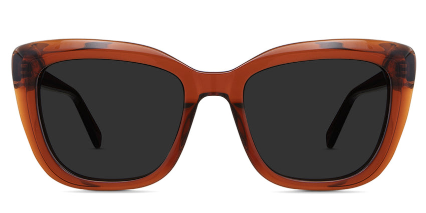 Lesa black tinted Standard Solid Sunglasses in the Lemur variant - it's a full-rimmed acetate frame with a U-shape regular width nose bridge.
