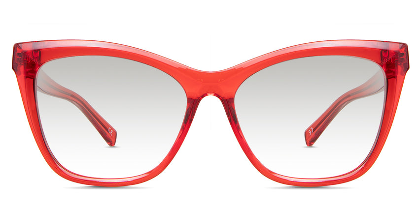 Lia black tinted Gradient glasses in the Coquelicot variant - is an acetate frame with a U-shaped nose bridge, built-in nose pads, and a visible silver patterned wire core inside both arms.