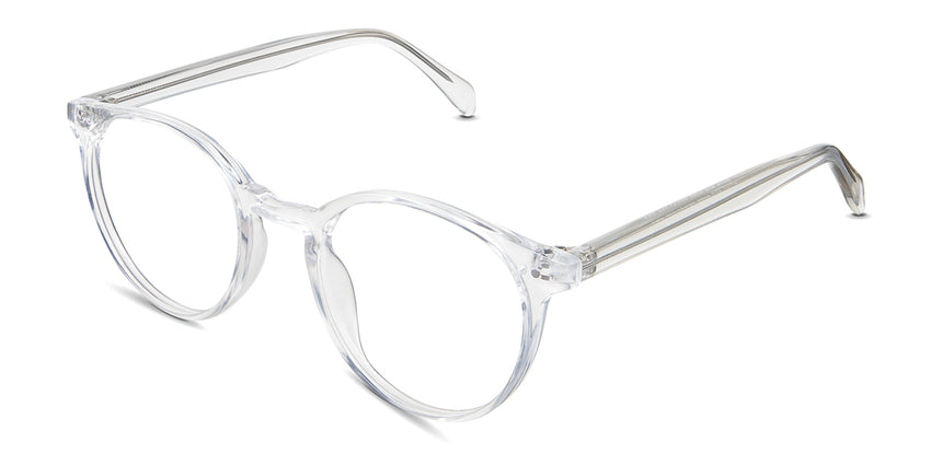 Lilah eyeglasses in the crystal variant - have a keyhole-shaped nose bridge.