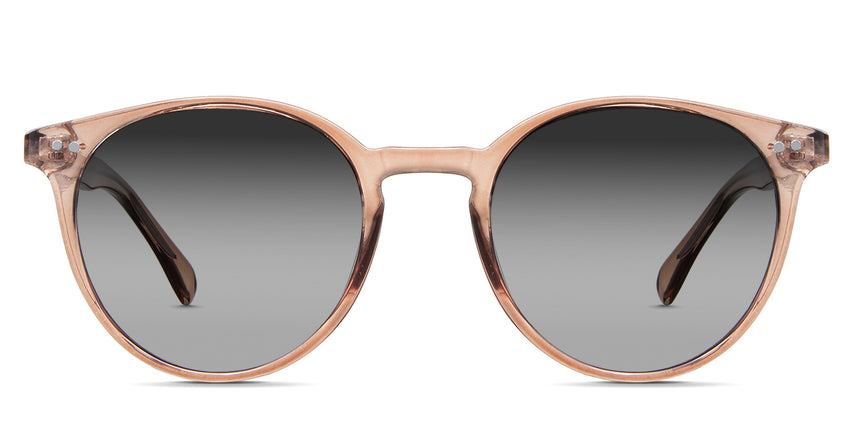 Lilah black tinted Standard Gradient in the Fawn variant is a round-oval-shaped frame with built-in nose pads and has a 145mm temple arm length.