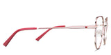 Lishka eyeglasses in the burgundy variant - have a company name written inside the arm.