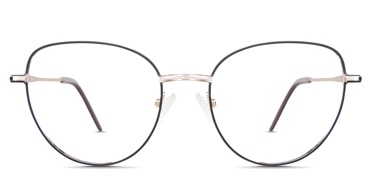 Lishka eyeglasses in the burgundy variant - is a thin metal frame in burgundy and gold colors.