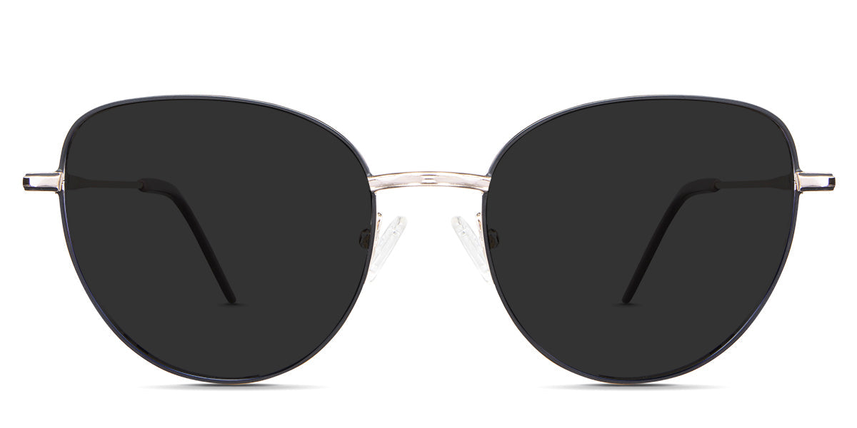 Lishka Gray Polarized is in the Caligo variant - it's a rounded cat-eye-shaped frame with adjustable nose pads, metal temple arm, and acetate temple tips.