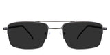 Lister Gray Polarized glasses in the Stout variant - is a half-rimmed rectangular frame with a straight brow bar.