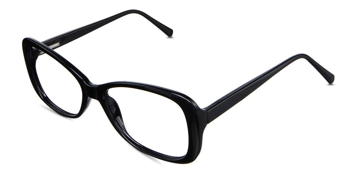 Lois Eyeglasses in midnight variant - is an acetate frame in black.