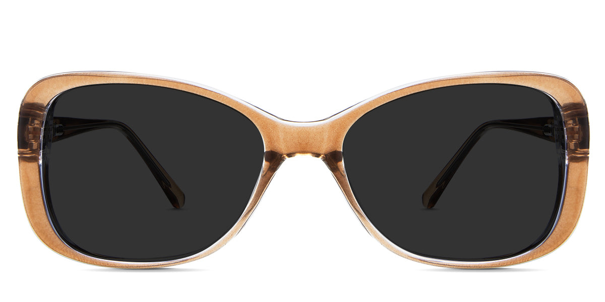 Lois Gray Polarized in the ocher variant - is a two-toned oval frame with a slim temple arm.