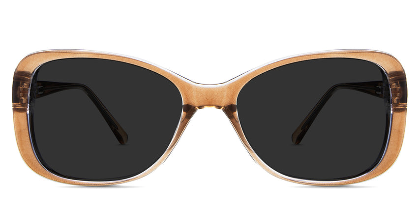 Lois black tinted Standard Solid in the Ocher variant - is a two-toned oval frame with a slim temple arm.