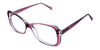 Lois Eyeglasses in tayberry variant - it has a narrow-sized nose bridge.