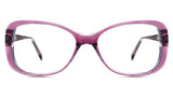Lois Eyeglasses in tayberry variant - has a violet front rim and a clear side and inside rim.  best seller New Releases Latest