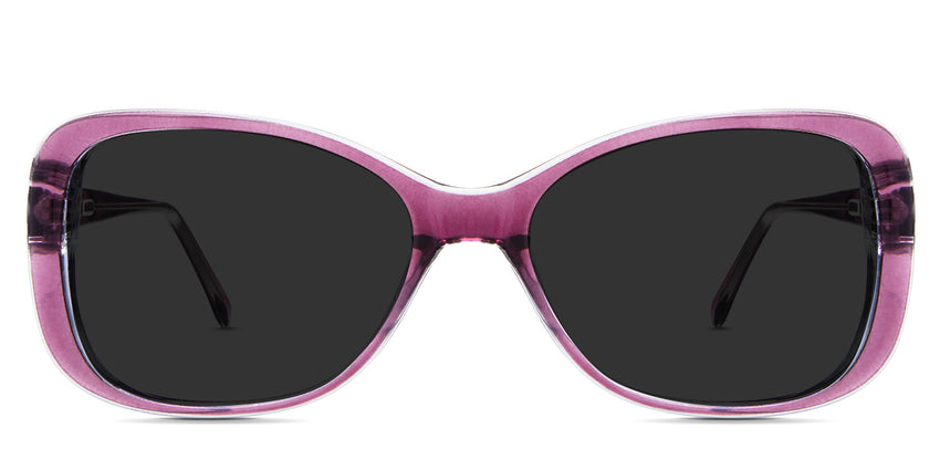 Lois black tinted Standard Solid in the Tayberry variant - is a full-rimmed frame with a narrow nose bridge and a name and size imprint inside the arm.