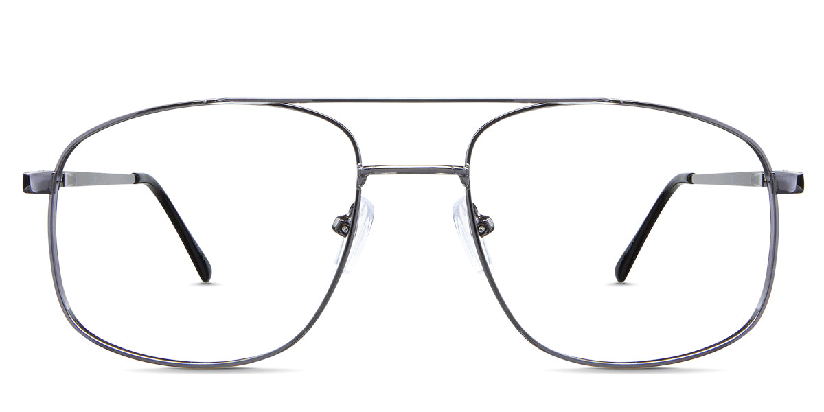 Loki eyeglasses in the gunmetal variant - it's a combination of aviator and square shape frame.