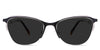 Lux Black Sunglasses Solid in the Melanites variant - it's a cat-eye-shaped frame with a U-shaped nose bridge and has a combination of metal and acetate temples.