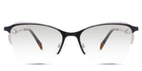 Lux Black Tinted Gradient in the Melanites variant - it's a cat-eye-shaped frame with a U-shaped nose bridge and has a combination of metal and acetate temples.