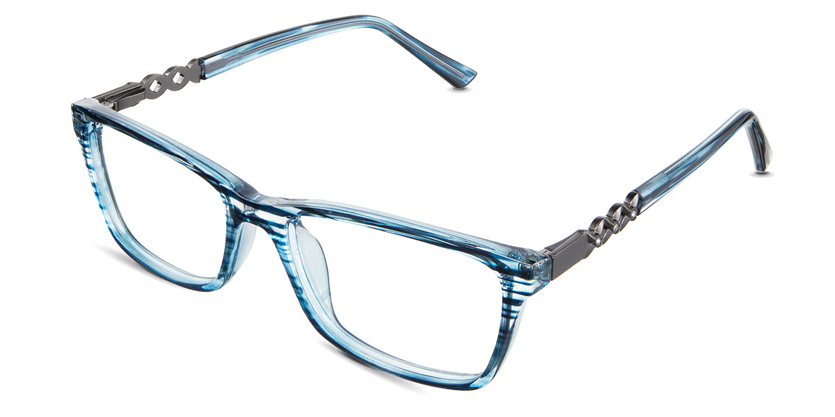 Lyndon eyeglasses in the kyanite variant - have a low nose bridge.