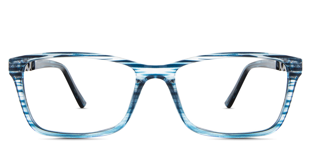 Lyndon eyeglasses in the kyanite variant - it's a rectangular frame in color blue.